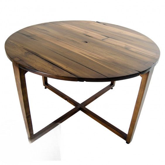 Table à manger ronde bois massif noyer 100% Boker 80 cm - Photo n°1