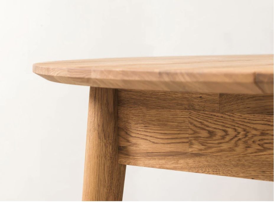 Table à manger ronde extensible 100 à 130 cm en bois de chêne massif Kundy - Photo n°7