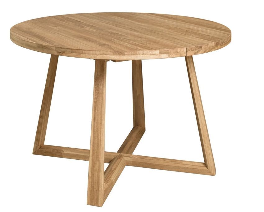 Table à manger ronde extensible 120 à 160 cm en bois de chêne massif Mobalpy - Photo n°4