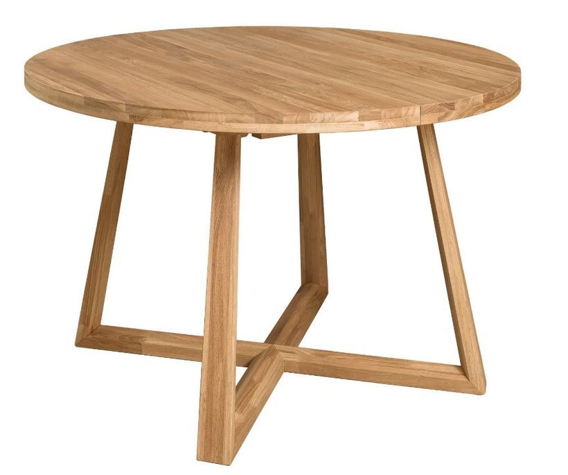 Table à manger ronde extensible 130 à 170 cm en bois de chêne massif Mobalpy - Photo n°1