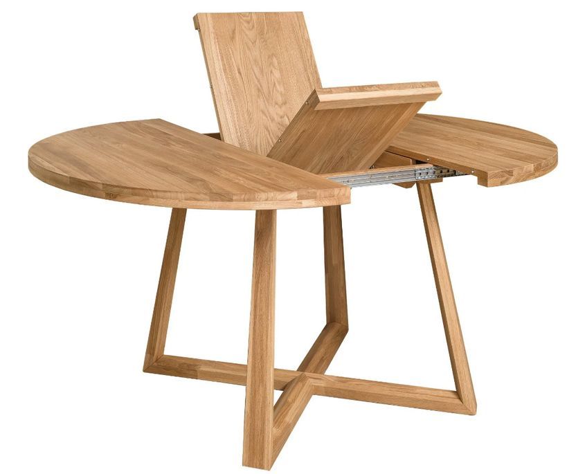 Table à manger ronde extensible 130 à 170 cm en bois de chêne massif Mobalpy - Photo n°2