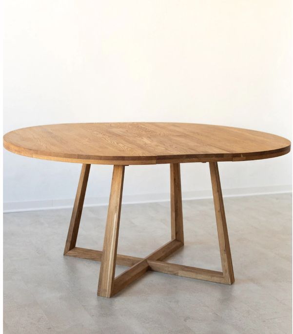 Table à manger ronde extensible 130 à 170 cm en bois de chêne massif Mobalpy - Photo n°3