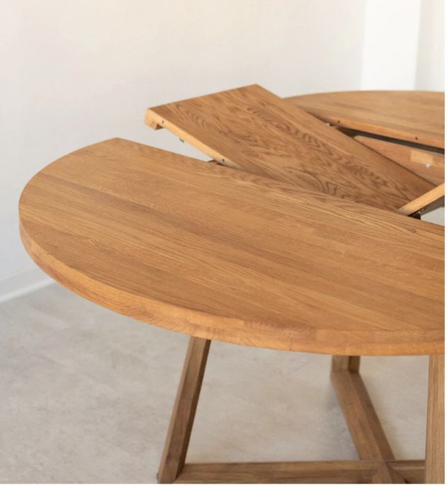 Table à manger ronde extensible 130 à 170 cm en bois de chêne massif Mobalpy - Photo n°7