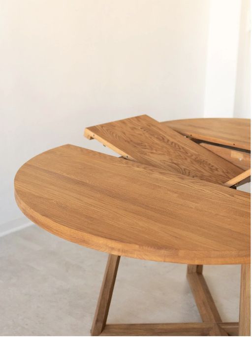 Table à manger ronde extensible 130 à 170 cm en bois de chêne massif Mobalpy - Photo n°8