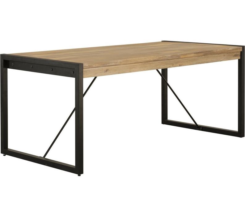 Table à rallonge 180/230 cm 8 places bois massif acacia et pieds acier noir Zayane - Photo n°1