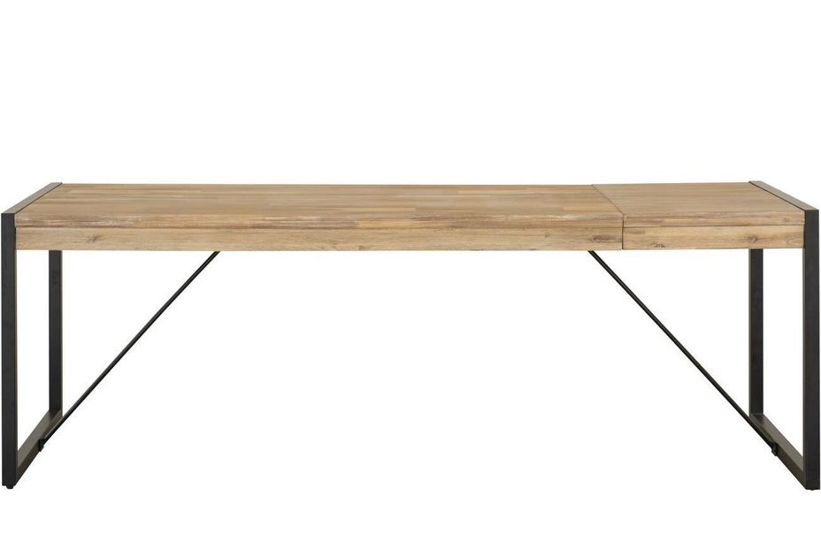 Table à rallonge 180/230 cm 8 places bois massif acacia et pieds acier noir Zayane - Photo n°2