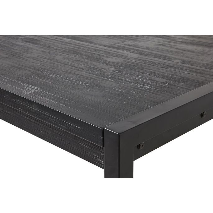 Table à rallonge 180/230 cm 10 places bois massif noir vintage et pieds acier noir Zayane - Photo n°3