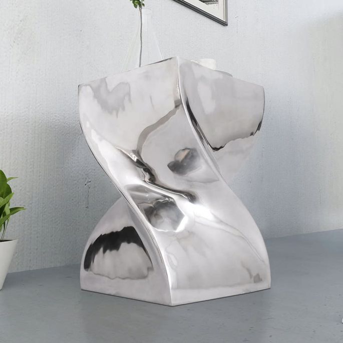 Table auxiliaire / Tabouret Forme torsadée Aluminium Argenté - Photo n°2