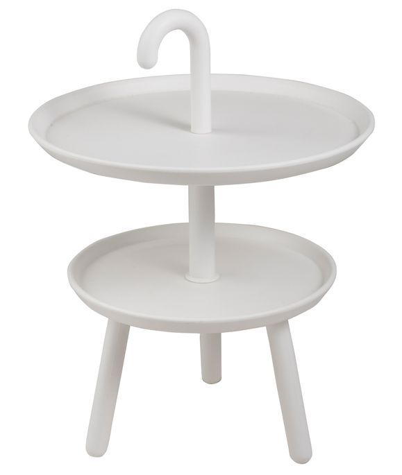 Table avec 2 plateaux plastique blanc D 42 cm - Photo n°1