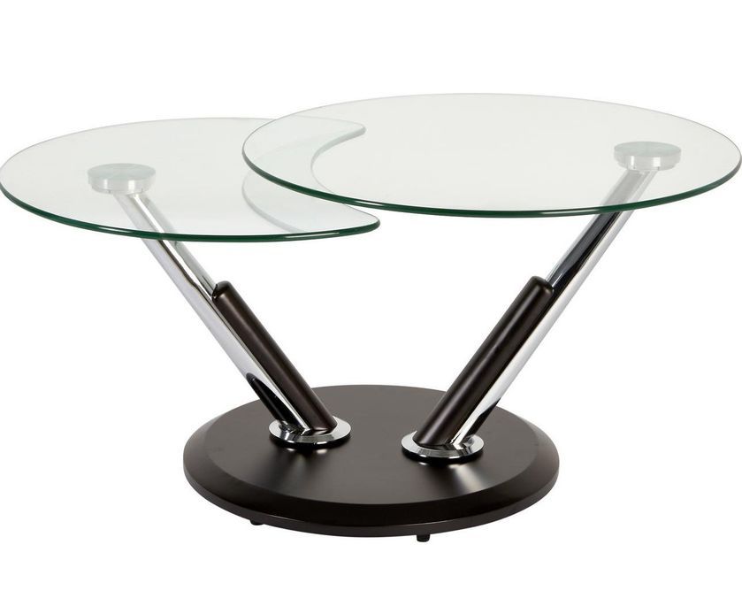 Table basse 2 plateaux verre et pied métal chromé Samuel | LesTendances.fr