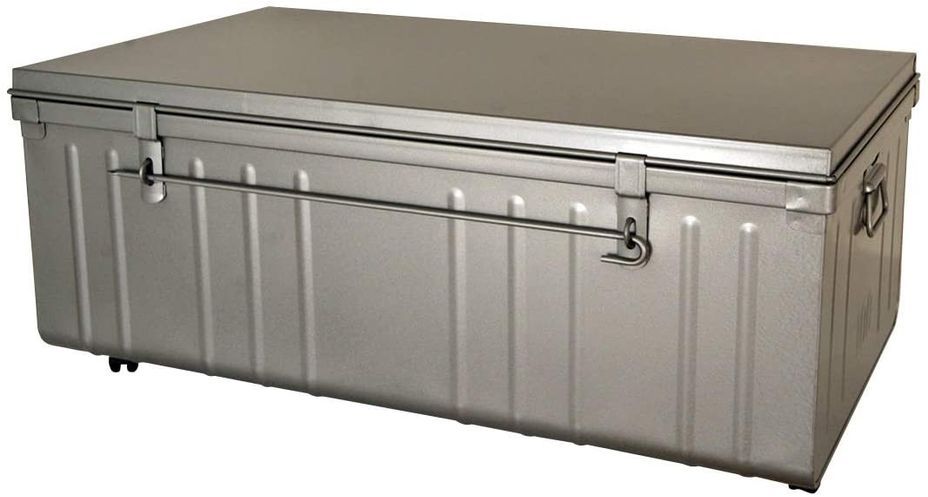 Table basse malle en métal gris alu Terra L 90 x H 37 x P 50 cm - Photo n°1