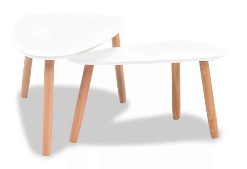 Home Table basse triangulaire bois blanc et pieds pin massif clair