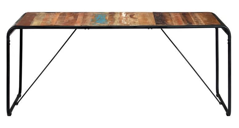 Table bois de récupération et pieds métal noir Reej 180 cm - Photo n°2