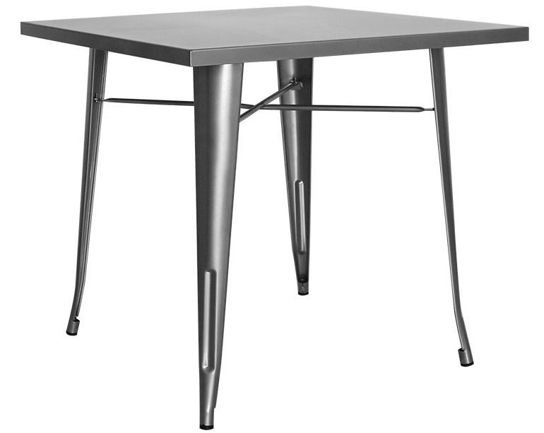 Table carrée acier argenté Kontoir 80x80 cm - Photo n°1