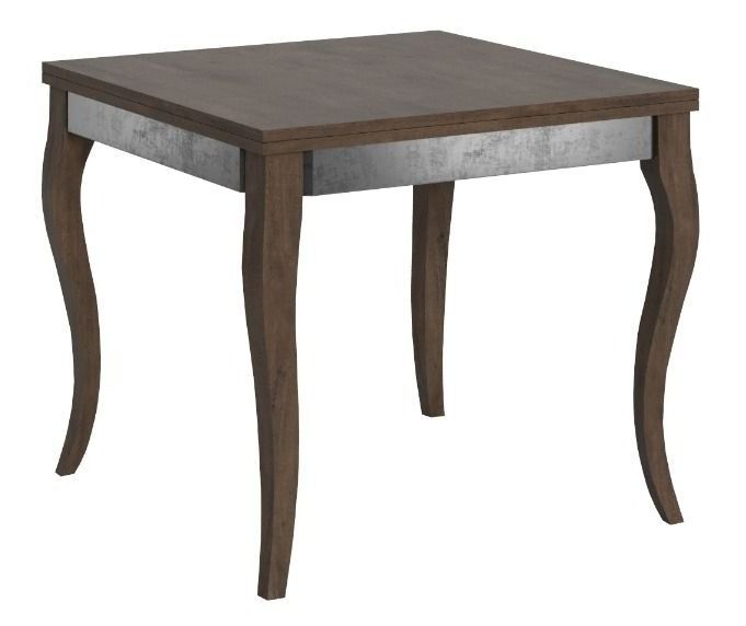 Table carrée extensible 4 à 6 personnes L 90 à 180 cm bois foncé et métal gris Odeza - Photo n°1