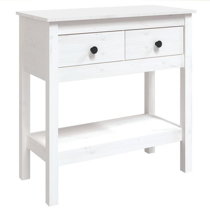 Table console Blanc 75x35x75 cm Bois massif de pin - Photo n°1
