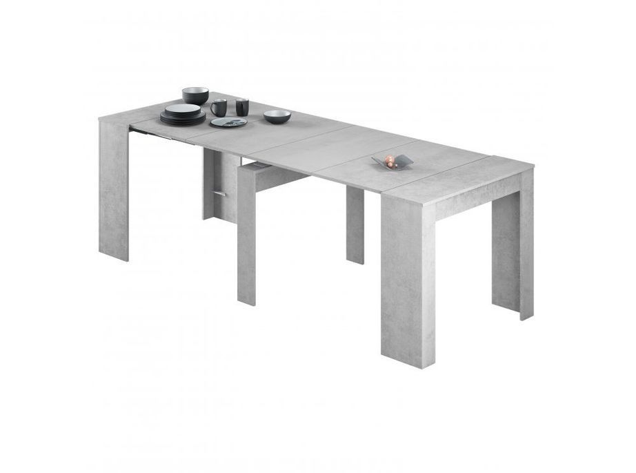 Table console extensible bois melaminé gris Robas 51/237 cm - Photo n°6