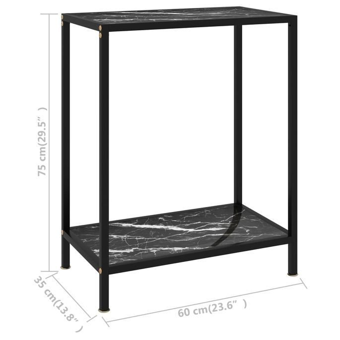 Table console Noir 60x35x75 cm Verre trempé - Photo n°6