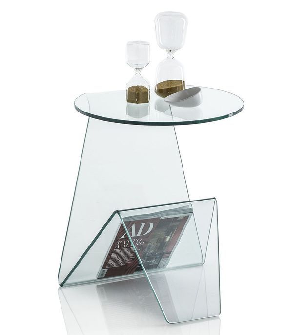 Table d'appoint avec porte-magazine verre transparent glass - Photo n°2