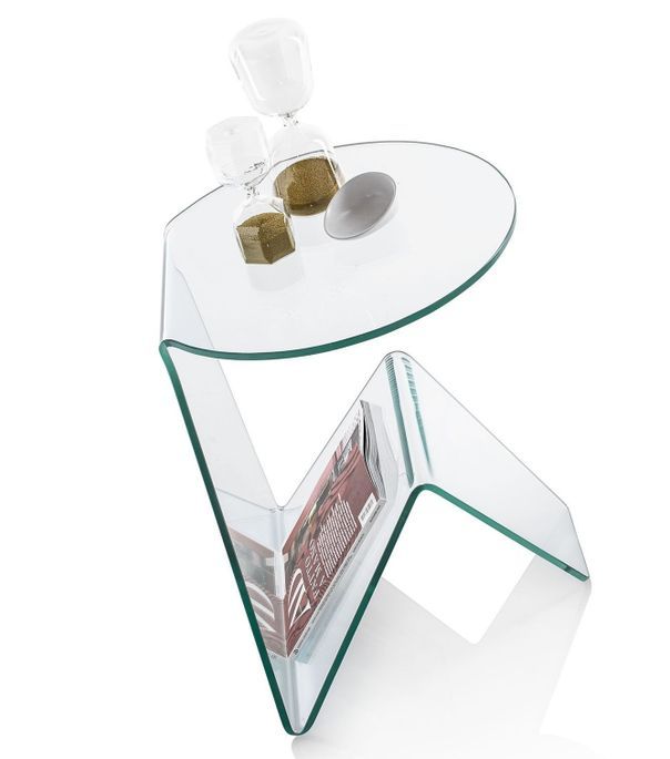 Table d'appoint avec porte-magazine verre transparent glass - Photo n°3