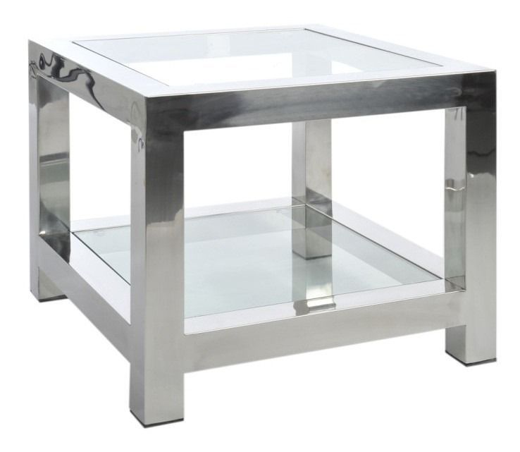 Table d' appoint carrée verre et métal argenté Licia L 60 cm - Photo n°1