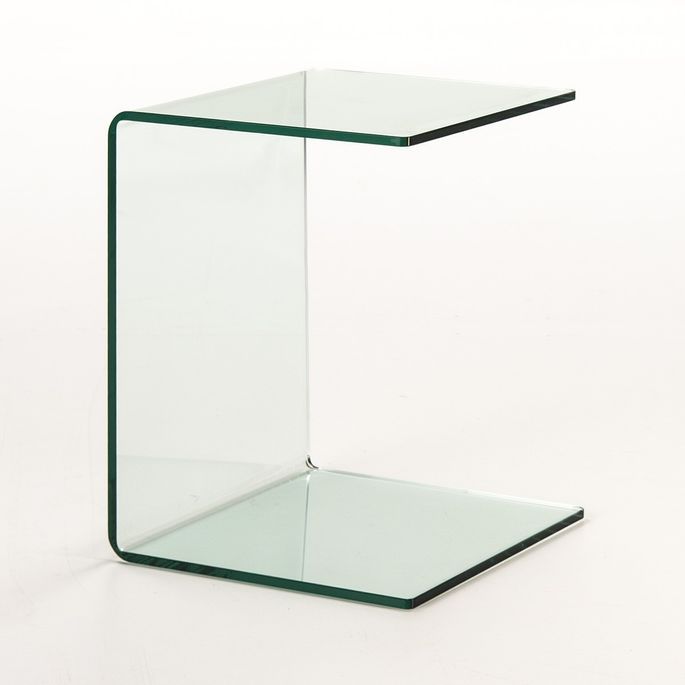 Table d'appoint carrée verre trempé Angela - Photo n°1