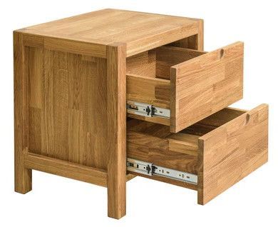 Table d'appoint en chêne massif 2 tiroirs Nelson 48 cm - Photo n°3