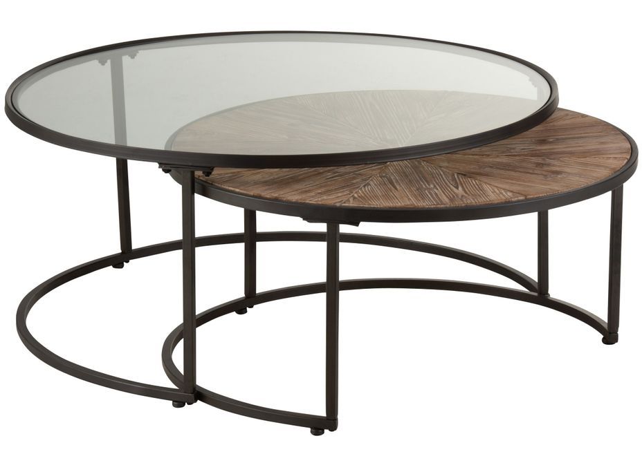 Table d'appoint gigogne ronde bois massif foncé Jil - Lot de 2 - Photo n°2