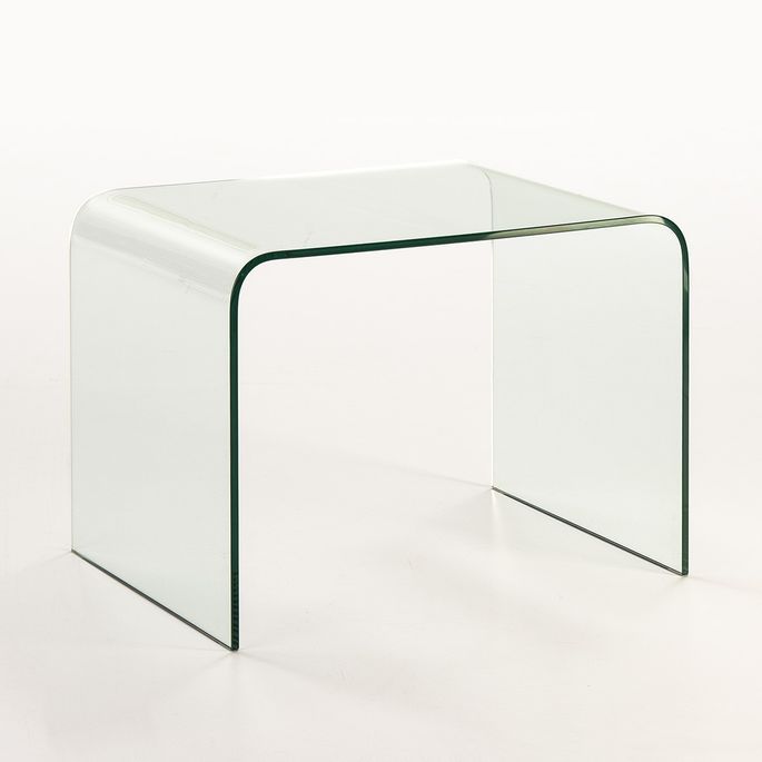 Table d'appoint rectangulaire verre trempé Angela - Photo n°1
