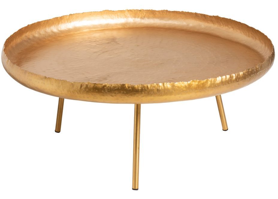 Table d'appoint ronde métal doré Orela D 83 cm - Photo n°1
