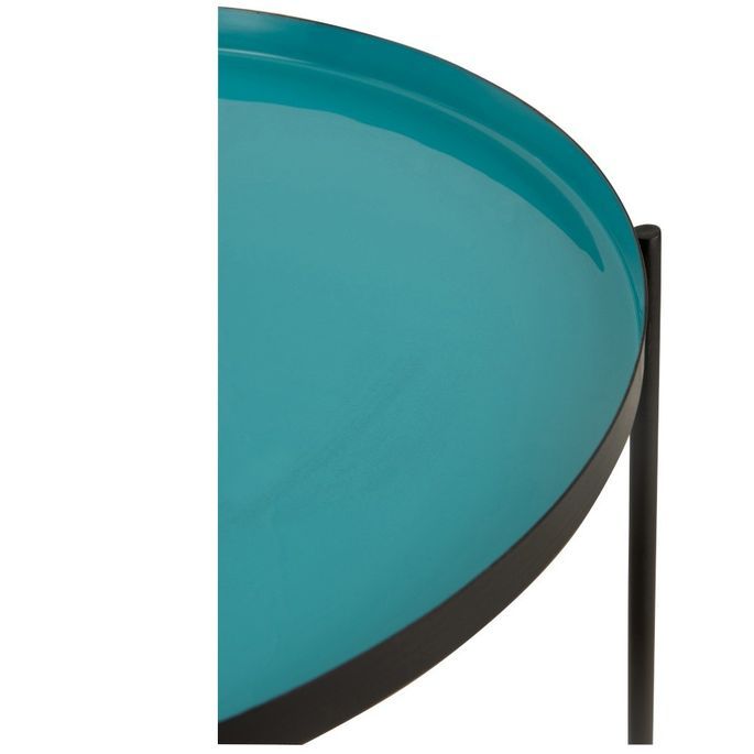 Table d' appoint ronde métal turquoise et noir Veeda - Photo n°2