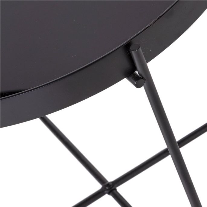Table d'appoint ronde verre noir et pieds métal noir Sente - Photo n°4