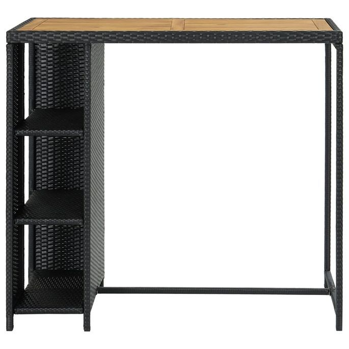 Table de bar avec rangement Noir 120x60x110 cm Résine tressée - Photo n°3