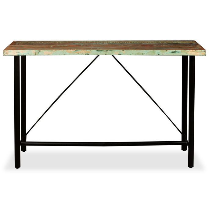 Table de bar bois reconditionné et pieds acier noir Unik 150 - Photo n°3