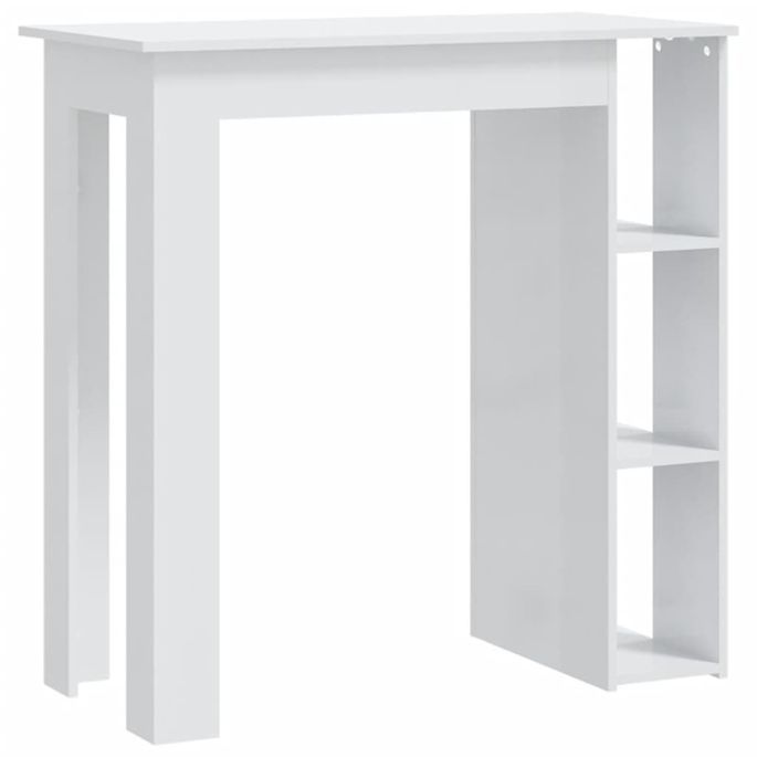 Table de bar et étagère Blanc brillant 102x50x103,5cm - Photo n°1