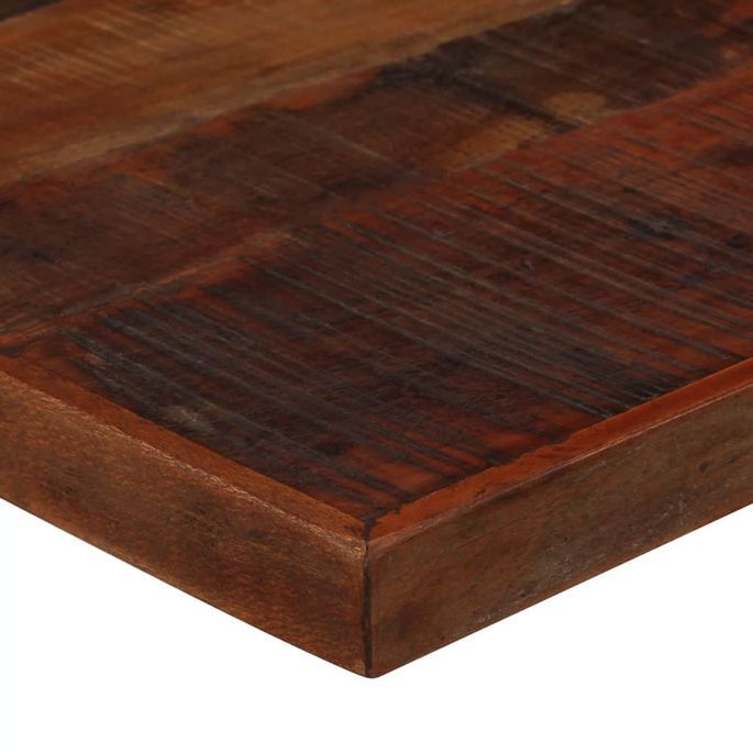 Table de bar industriel bois massif foncé et pieds acier noir Vauk 120 - Photo n°6