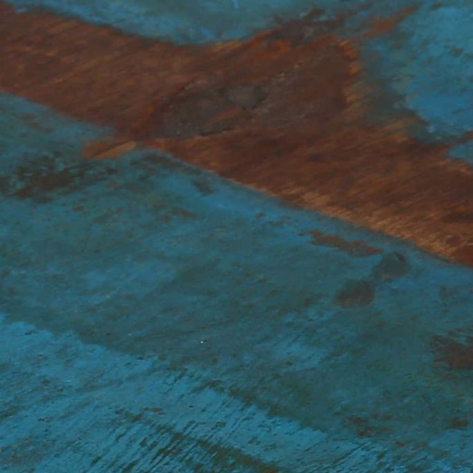 Table de bar rectangulaire bois recyclé massif multi couleurs et 4 tabourets industriel - Photo n°2