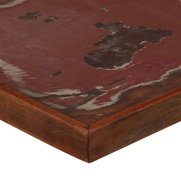 Table de bar rectangulaire bois recyclé massif multi couleurs et 4 tabourets industriel - Photo n°6