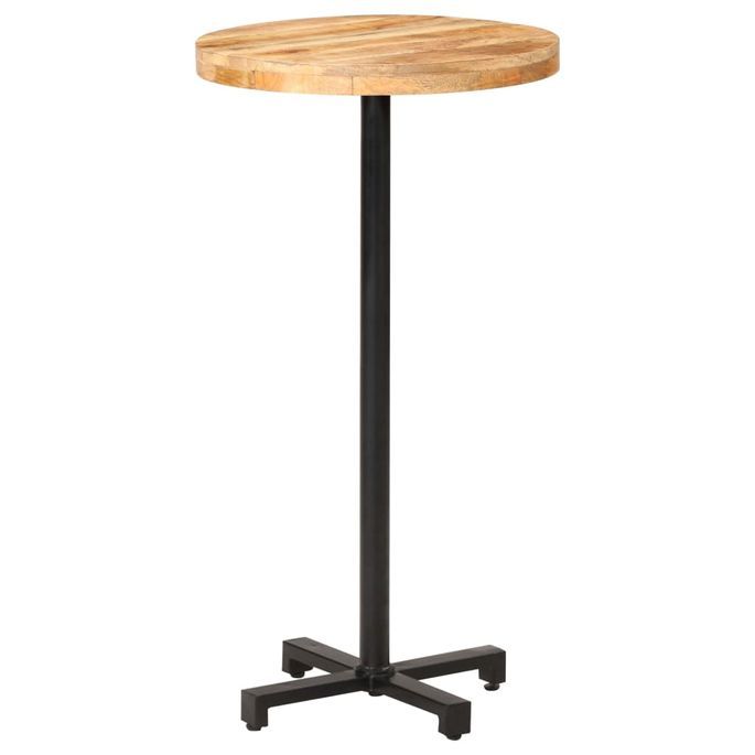 Table de bar Ronde Ø60x110 cm Bois de manguier brut - Photo n°10