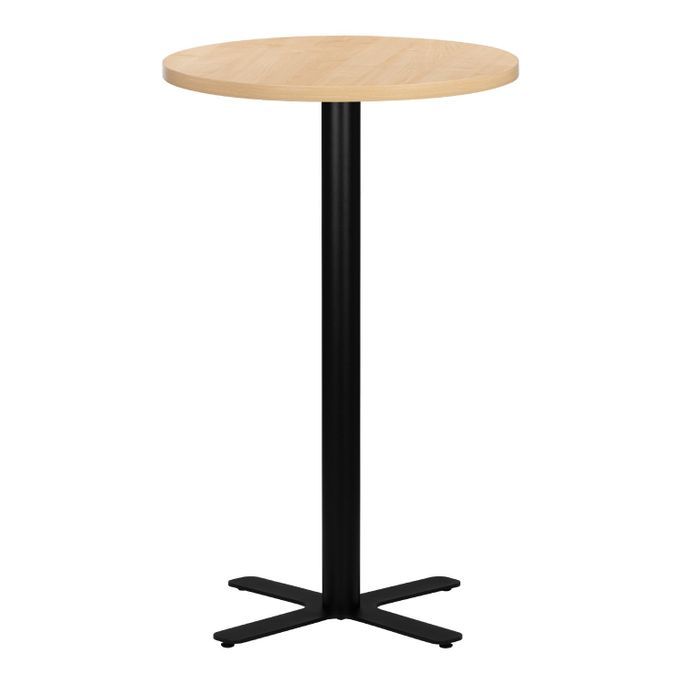 Table de bar ronde bois clair et pieds en forme de croix acier noir Kooky 70 cm - Photo n°1