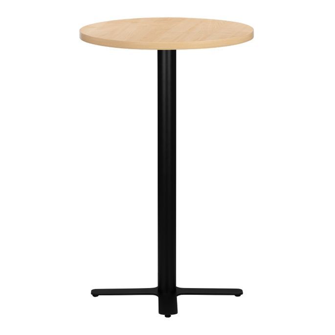 Table de bar ronde bois clair et pieds en forme de croix acier noir Kooky 70 cm - Photo n°2