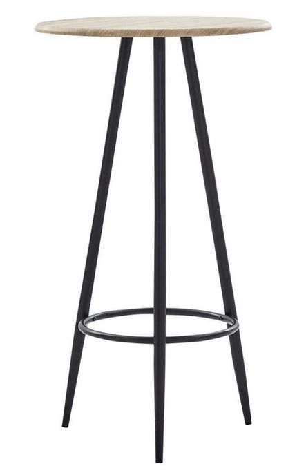 Table de bar ronde chêne clair et pieds métal noir Akira D 60 cm - Photo n°1