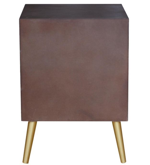 Table de chevet 1 porte bois foncé et métal doré Beeba - Photo n°4