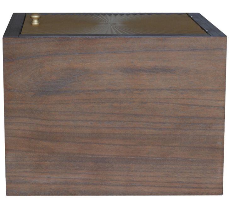 Table de chevet 1 porte bois foncé et métal doré Falya - Photo n°5
