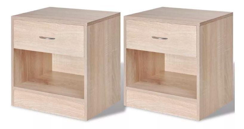 Table de chevet 1 tiroir 1 niche bois clair Chickie - Lot de 2 - Photo n°4