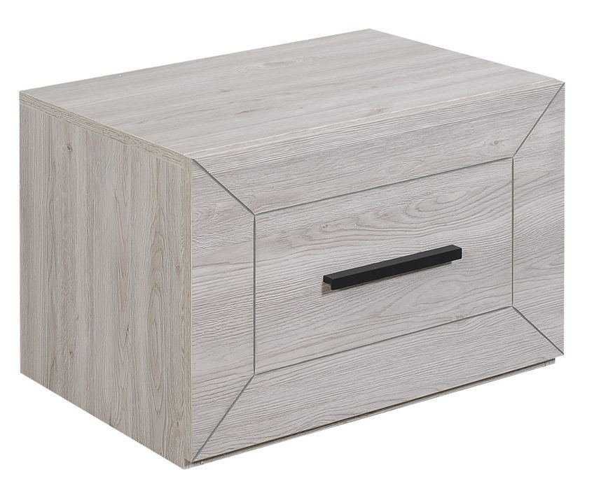Table de chevet 1 tiroir bois de chêne gris Maeva - Photo n°1