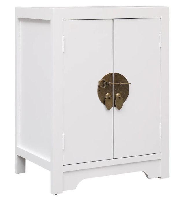 Table de chevet 2 portes paulownia blanc Firae - Photo n°1