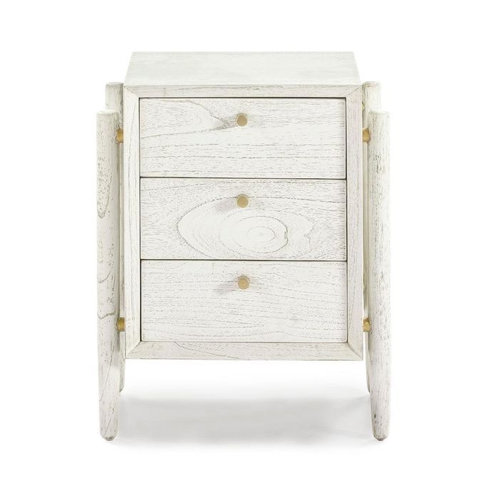 Table de chevet 3 tiroirs bois blanc Vazen - Photo n°2