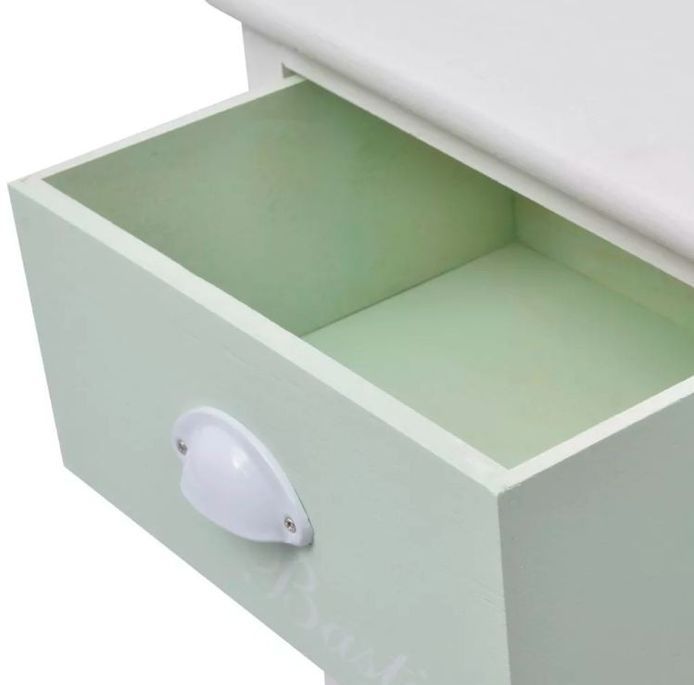 Table de chevet 3 tiroirs bois paulownia massif blanc Frenchy - Photo n°5