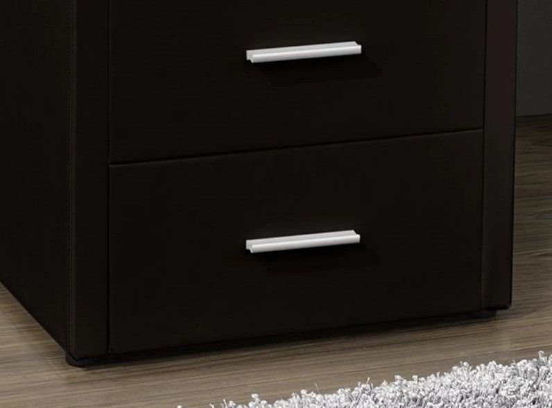 Table de chevet 3 tiroirs simili cuir noir Mothe - Photo n°4